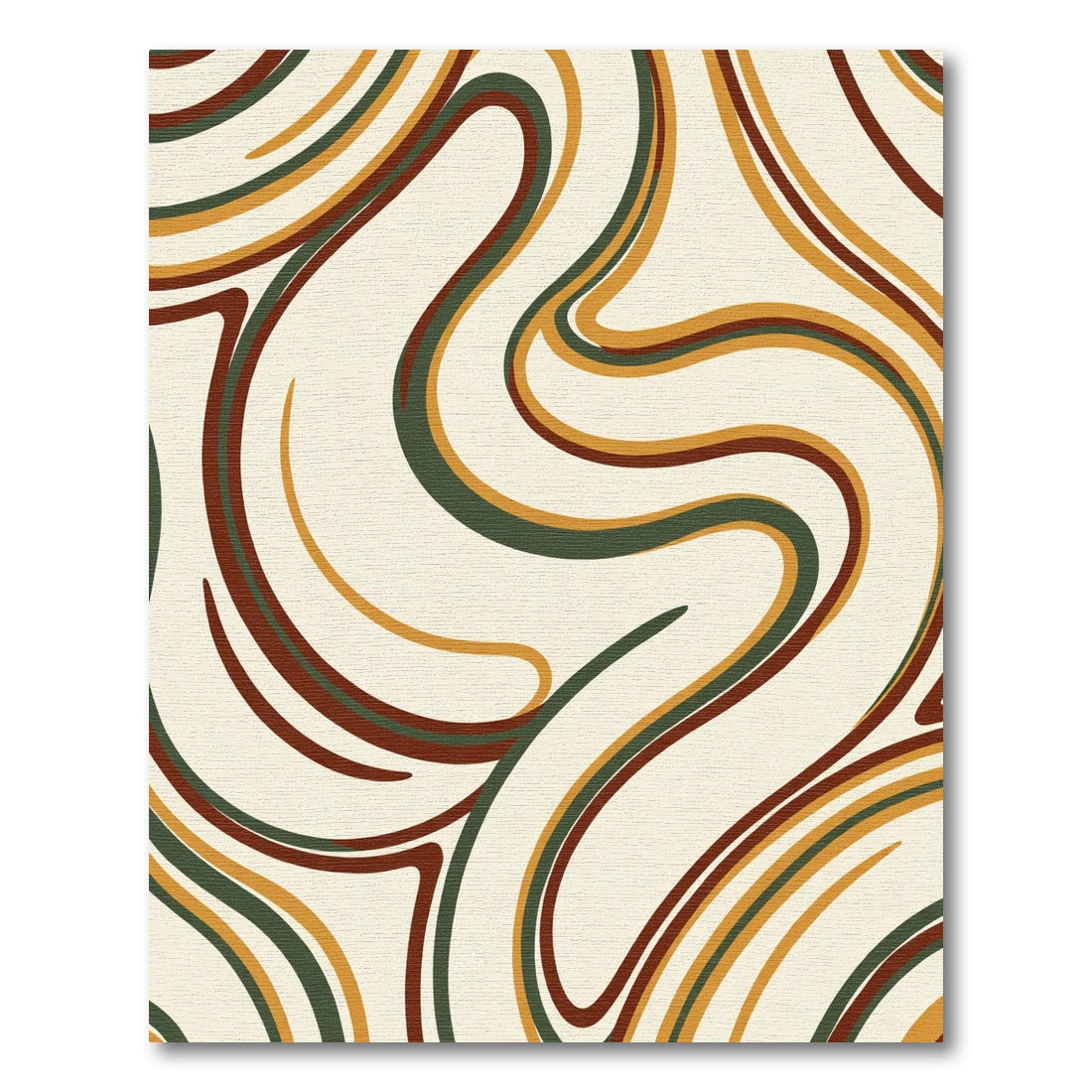 Retro Earthy Swirl Lines Rug