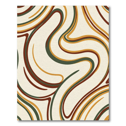 Retro Earthy Swirl Lines Rug