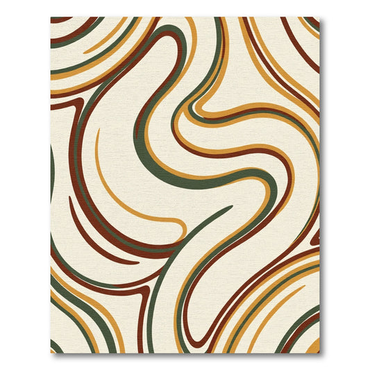 Retro Earthy Swirl Lines Rug