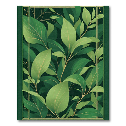 Lush Green Foliage Art Deco Rug