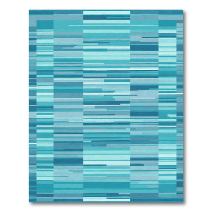 Oceanic Blue Horizontal Stripe Texture Rug