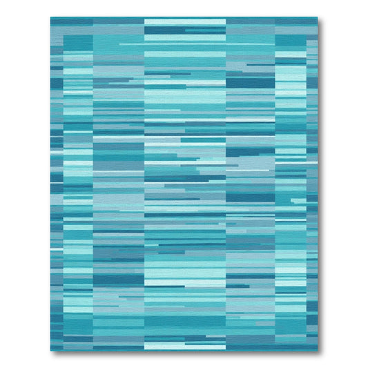 Oceanic Blue Horizontal Stripe Texture Rug
