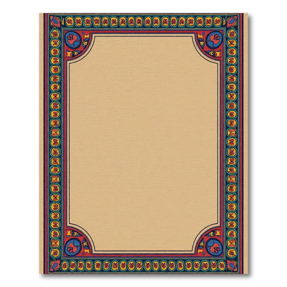 Medieval Red Blue Yellow Border Rug