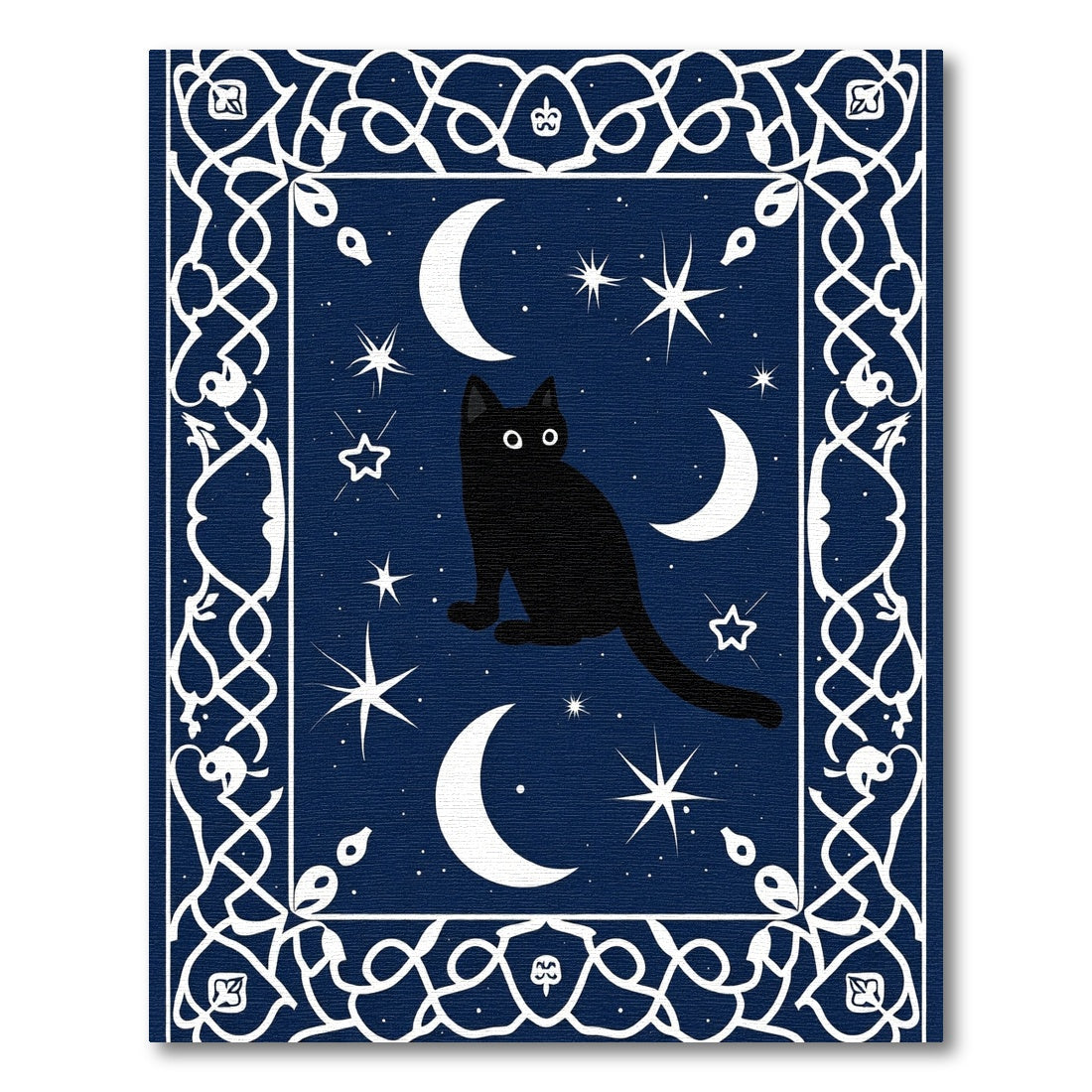 Midnight Black Cat Cosmic Celestial Rug