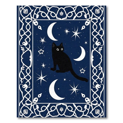Midnight Black Cat Cosmic Celestial Rug