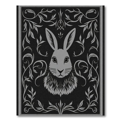 Elegant Gray Bunny Floral Frame Rug