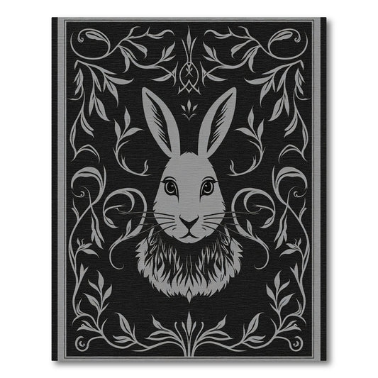 Elegant Gray Bunny Floral Frame Rug