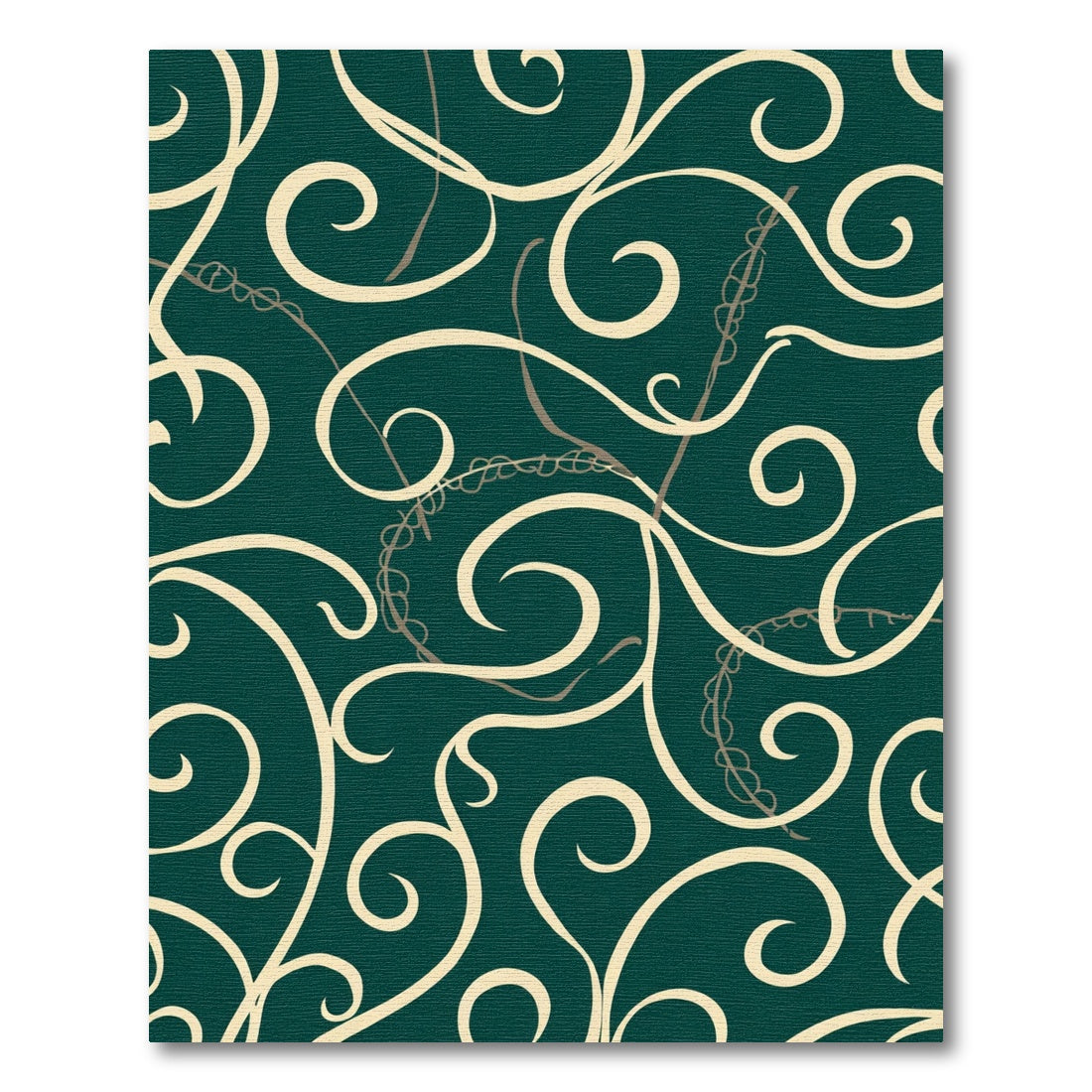 Cream Swirls on Emerald Green Background Rug