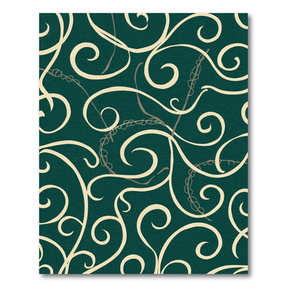 Cream Swirls on Emerald Green Background Rug