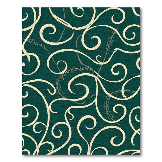 Cream Swirls on Emerald Green Background Rug