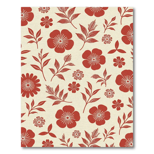Crimson floral branch on cream field Rug