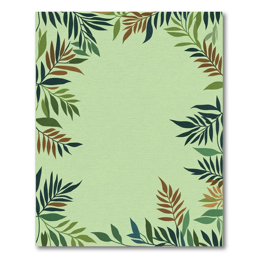 Earthy Tone Botanical Border Rug