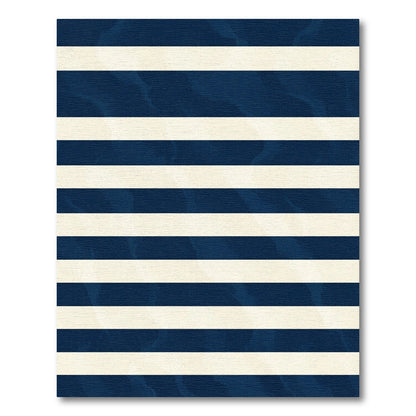 Classic Navy Cream Striped Texture Rug
