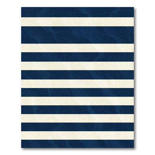 Classic Navy Cream Striped Texture Rug
