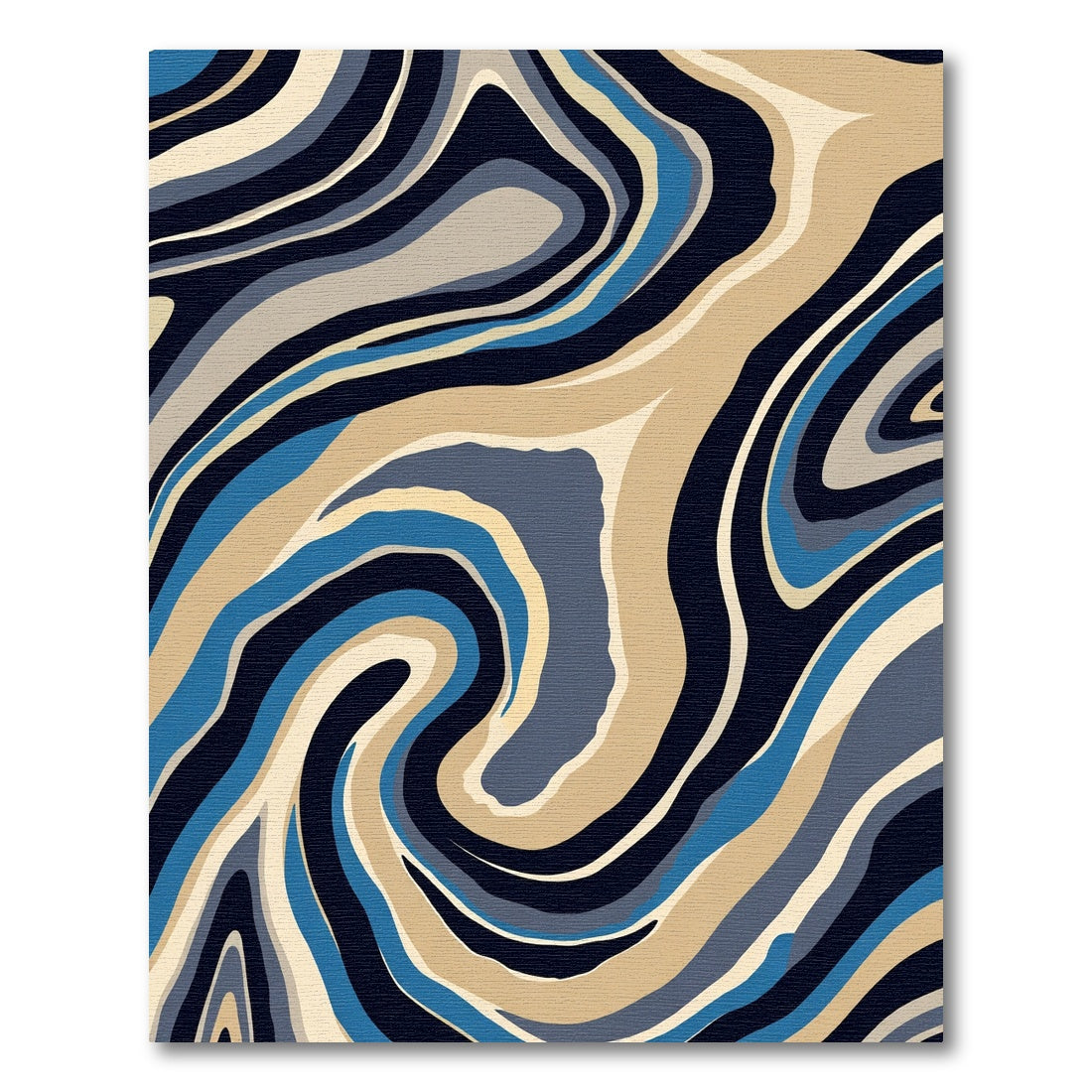 Deep Blue Neutral Swirl Agate Rug