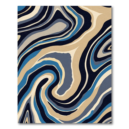 Deep Blue Neutral Swirl Agate Rug
