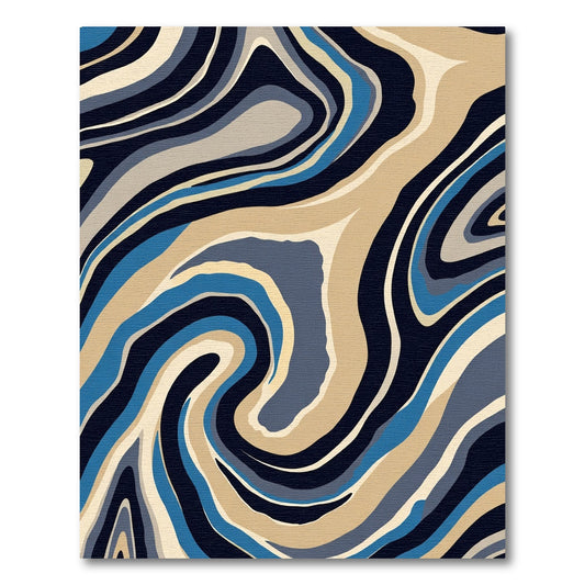 Deep Blue Neutral Swirl Agate Rug