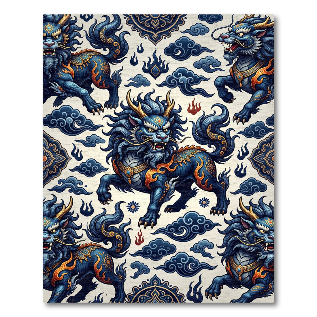 Celestial Blue Dragon Guardian Mythical Creature Rug