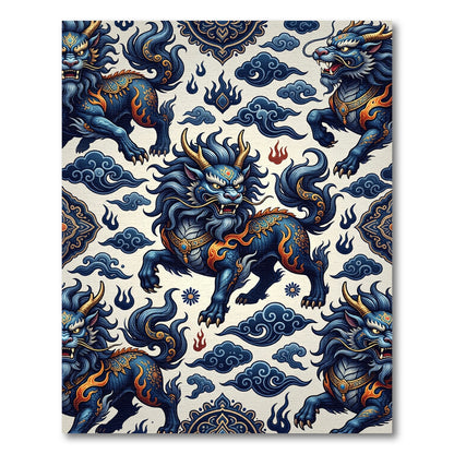 Celestial Blue Dragon Guardian Mythical Creature Rug
