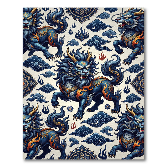 Celestial Blue Dragon Guardian Mythical Creature Rug