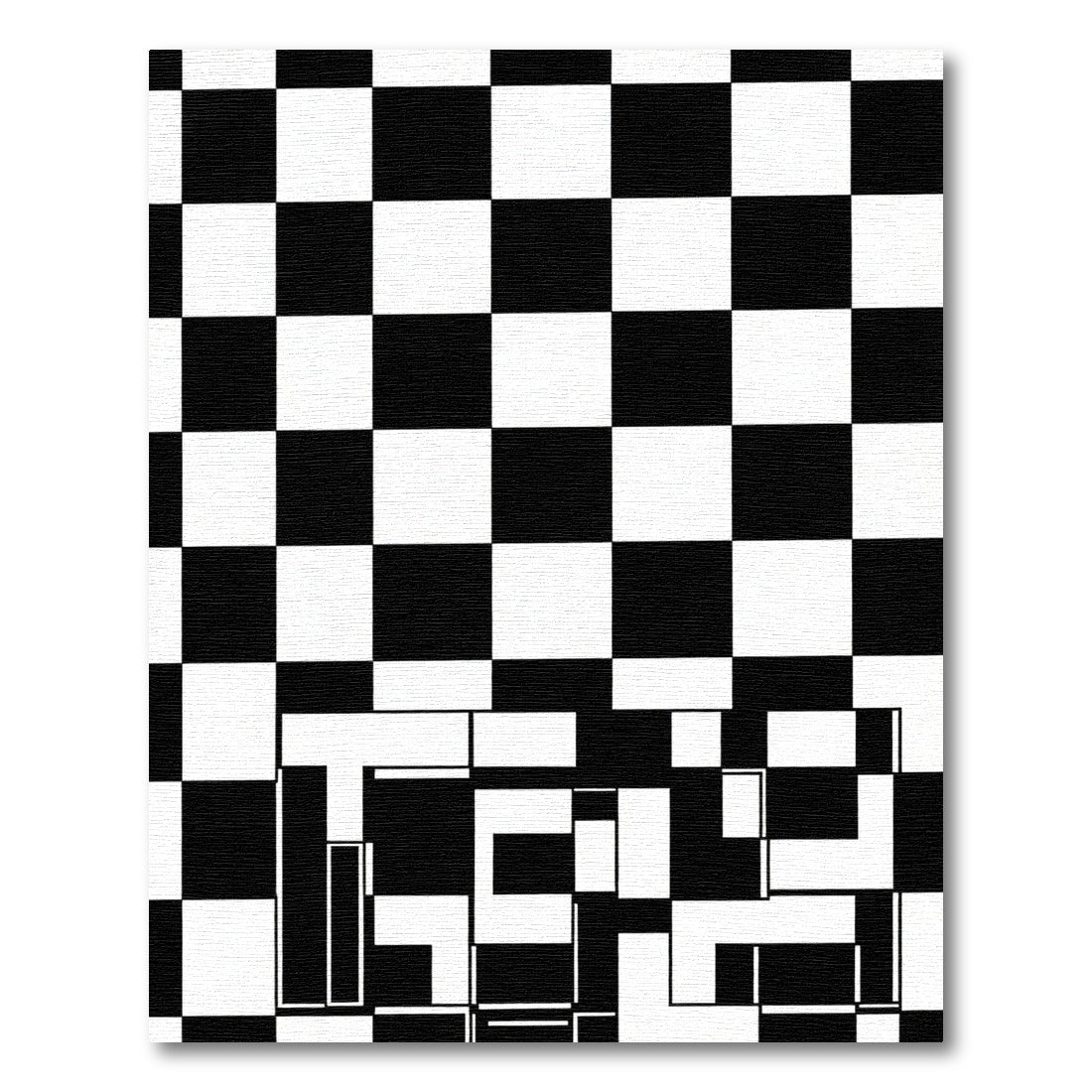 Graphic Checkerboard Black White Composition Rug