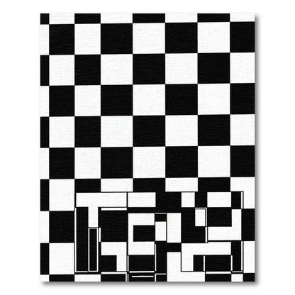 Graphic Checkerboard Black White Composition Rug
