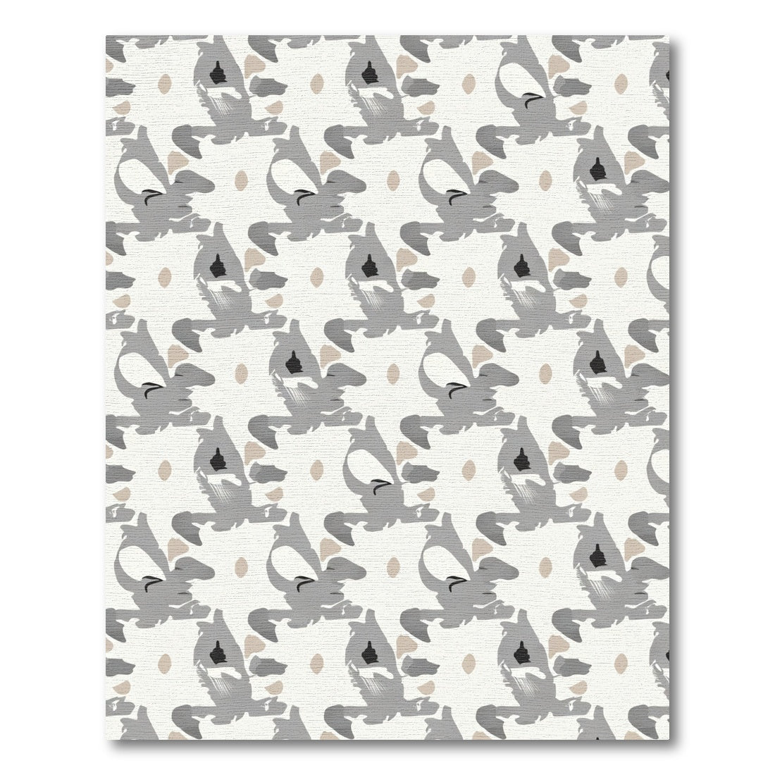 Abstract Gray Face Repeat Pattern Rug