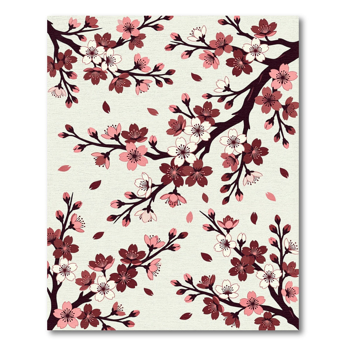 Elegant Crimson Cherry Blossom Branch Rug