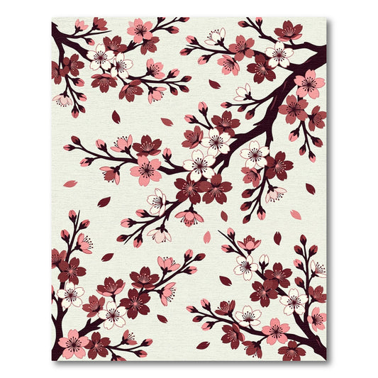 Elegant Crimson Cherry Blossom Branch Rug