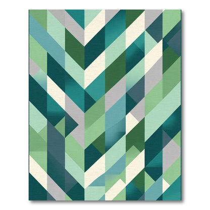 Geometric Teal Diamond Chevron Rug