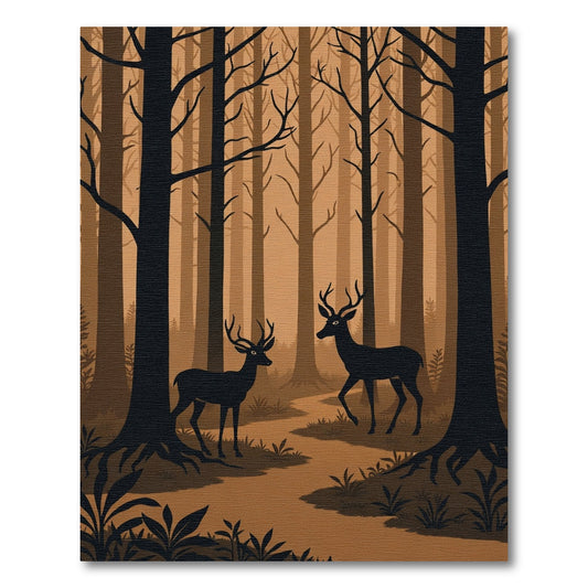 Earthy Forest Scene Deer Meadow Rug