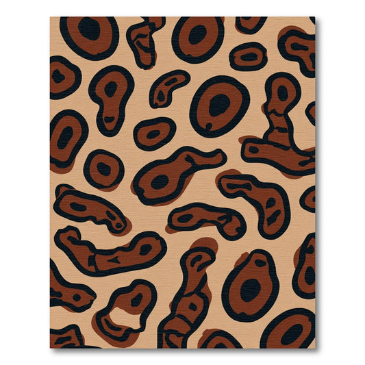 Brown Black Animal Print Round Shapes Rug
