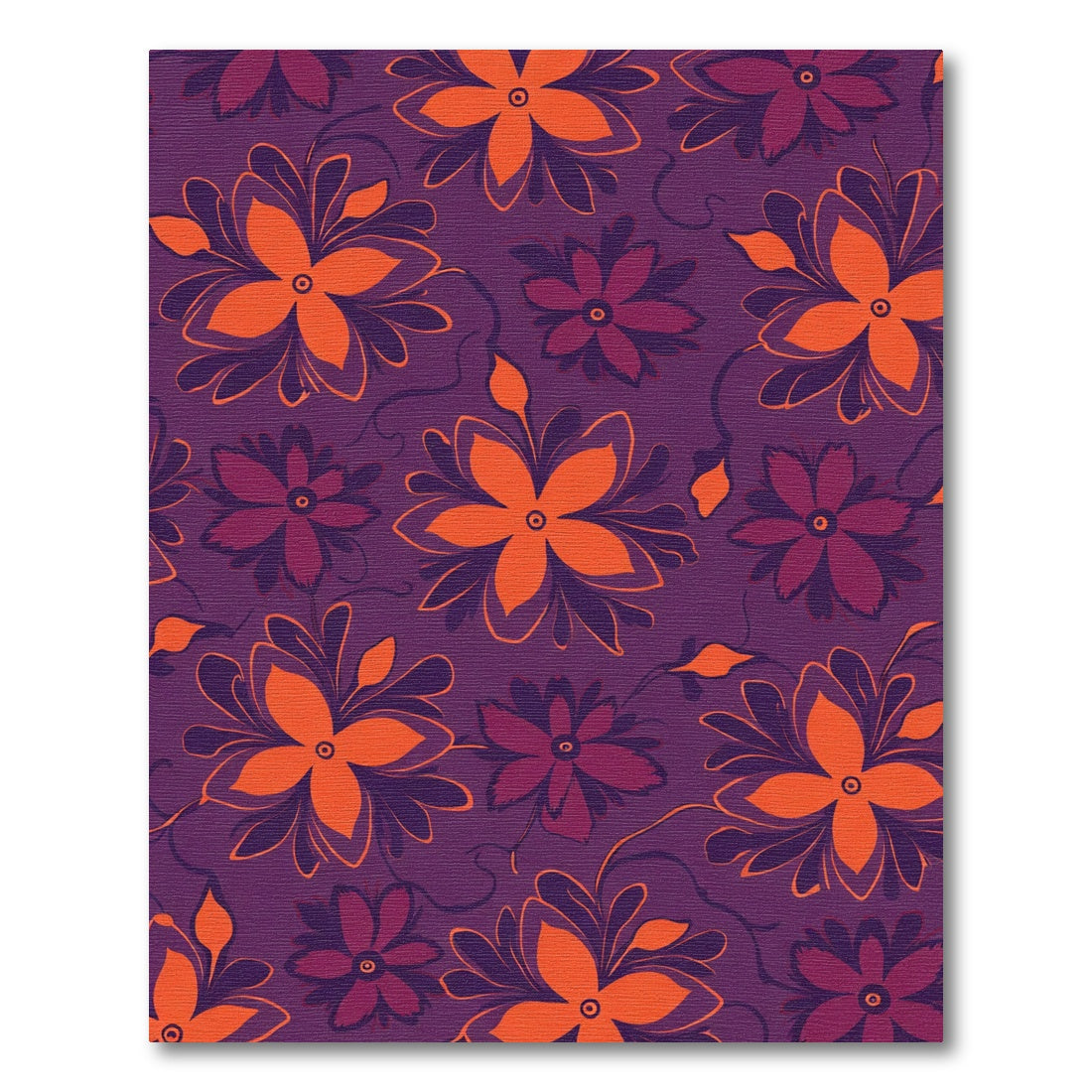 Vibrant Purple Orange Floral Vine Rug