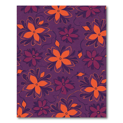 Vibrant Purple Orange Floral Vine Rug