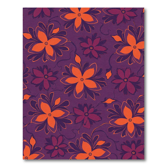 Vibrant Purple Orange Floral Vine Rug