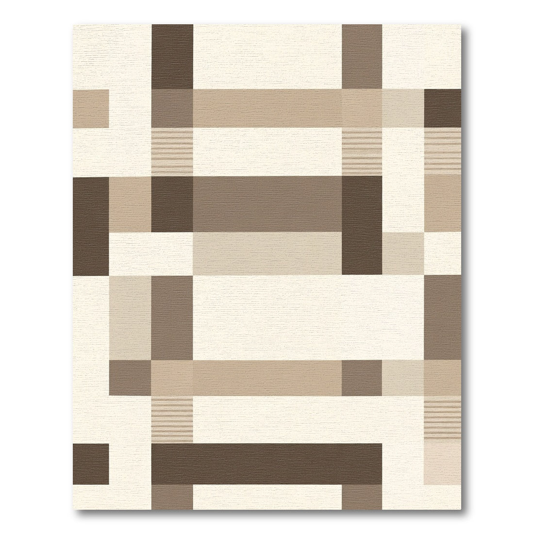 Neutral Earthy Tone Geometric Blocks Rug