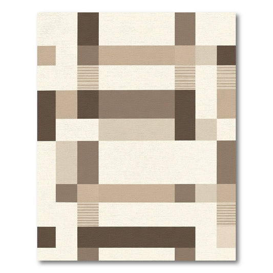 Neutral Earthy Tone Geometric Blocks Rug