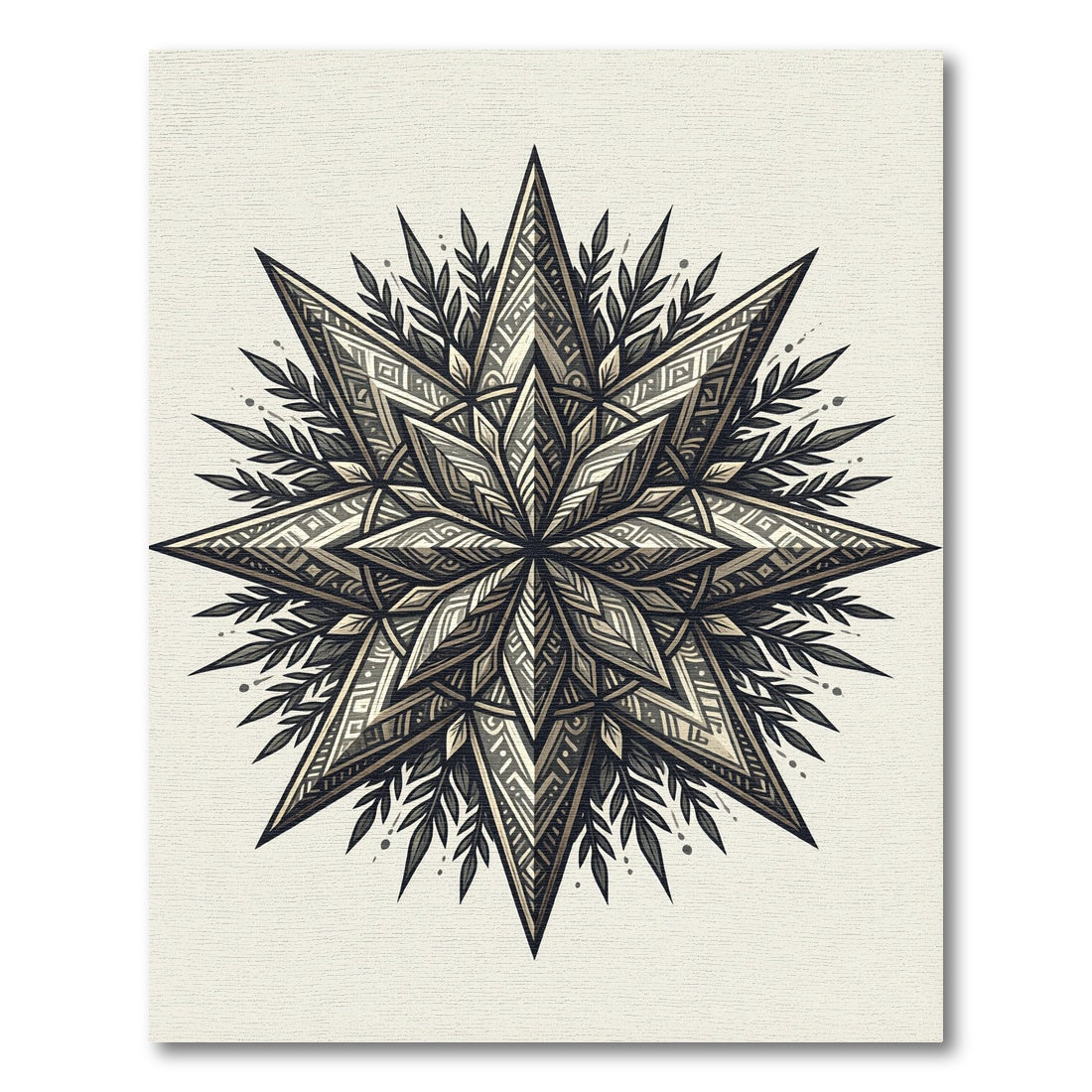 Intricate Starburst Mandala With Foliage Rug