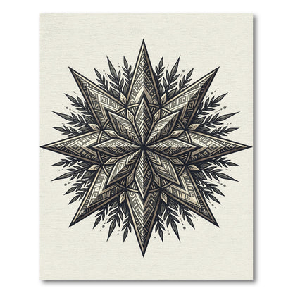 Intricate Starburst Mandala With Foliage Rug