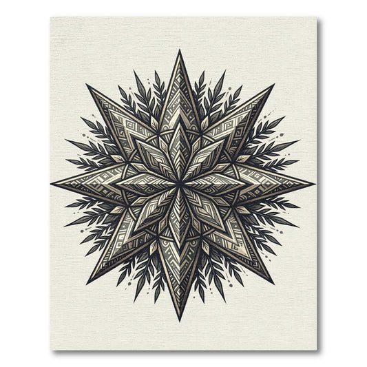 Intricate Starburst Mandala With Foliage Rug