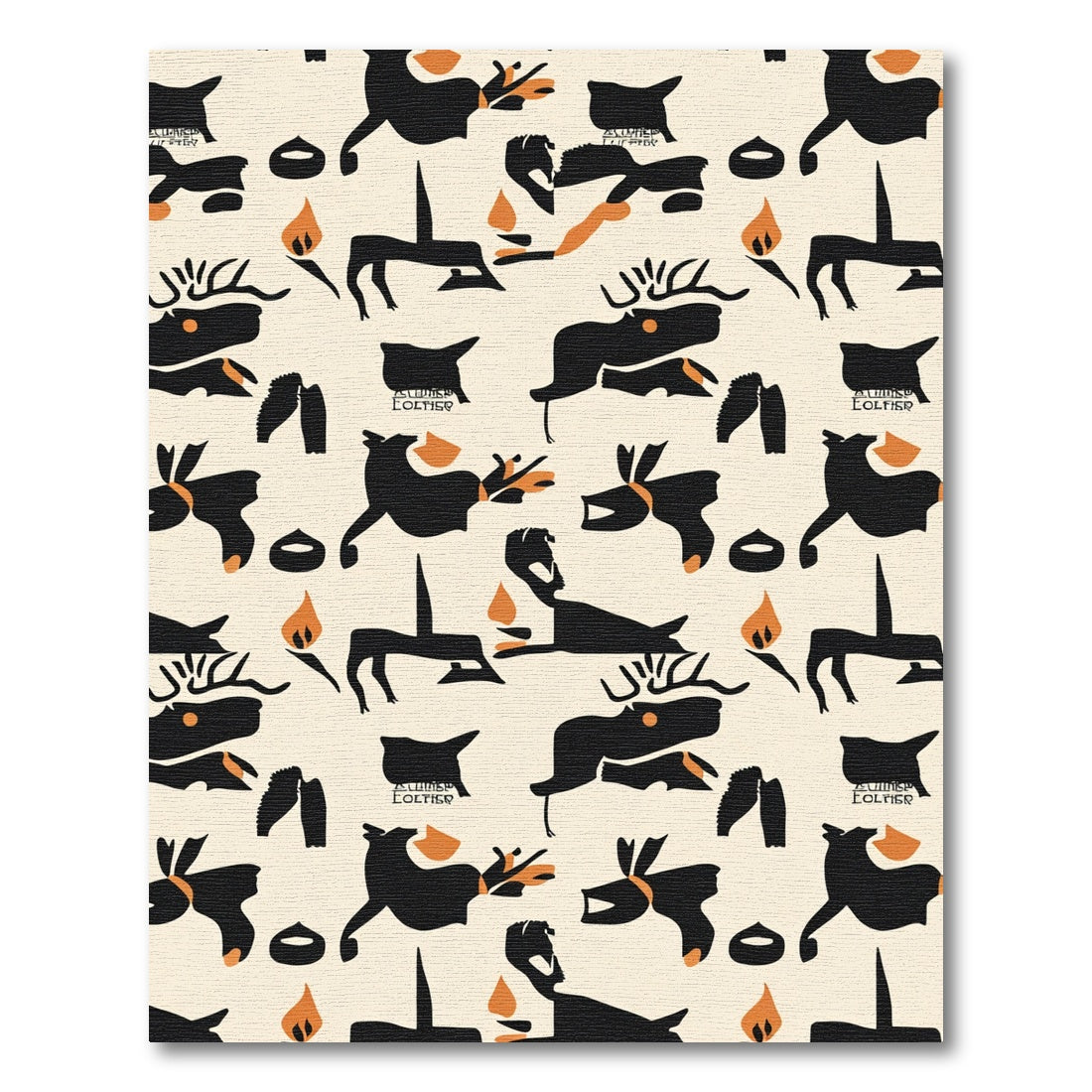 Black Orange And White Animal Icons Rug
