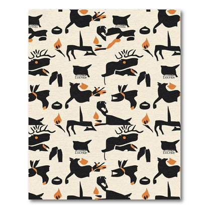 Black Orange And White Animal Icons Rug