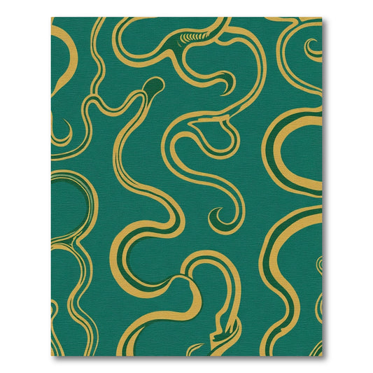 Teal Gold Flowing Swirl Rug
