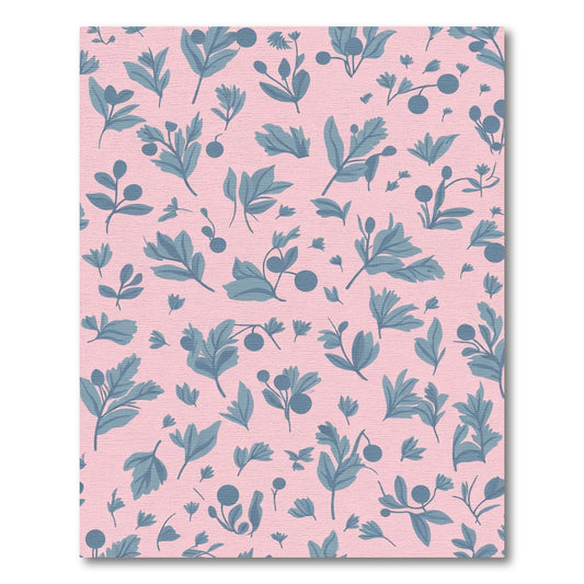 Soft Pink Blue Botanical Pattern Rug