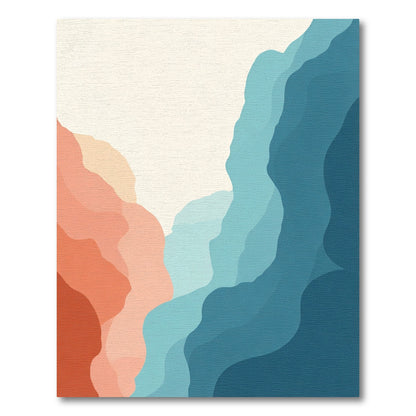 Abstract Coral Teal Gradient Waves Rug