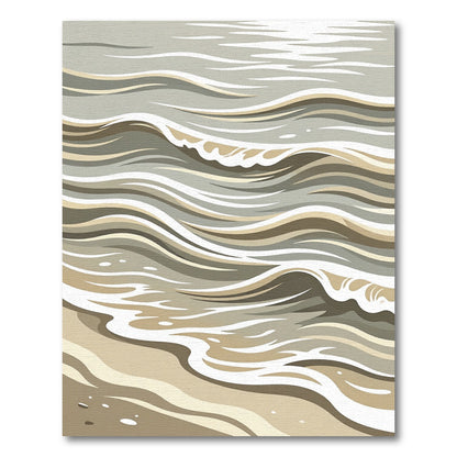 Earthy Tone Rhythmic Ocean Waves Rug