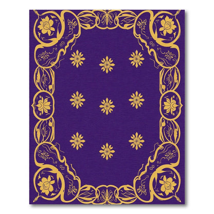 Royal Purple Golden Floral Scroll Rug