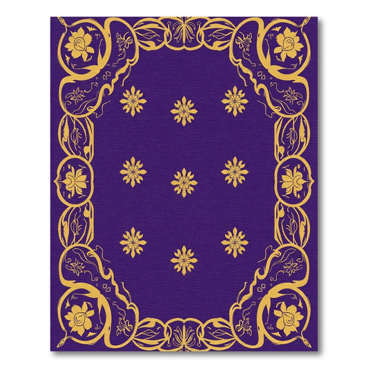 Royal Purple Golden Floral Scroll Rug