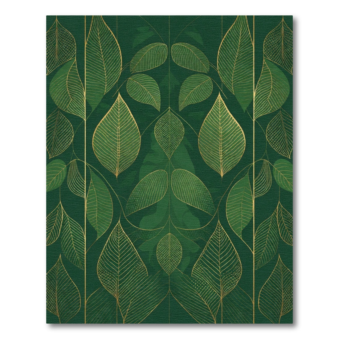 Emerald Gold Leaf Botanical Arrangement Rug