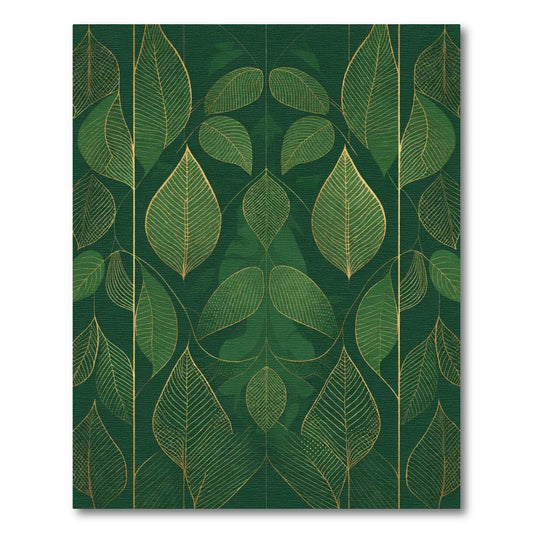 Emerald Gold Leaf Botanical Arrangement Rug